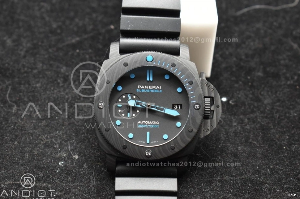 Clone VSF on Markers Blue 47mm Strap PAM1616 Carbotech Best Dial P.9010 Rubber Edition Black 0515
